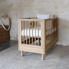 Lettino di colore naturale in rovere massiccio con altezza regolabile 60x120 cm Forrest – Vipack