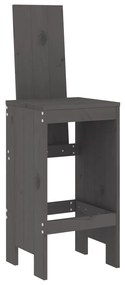 Set bar da giardino 3 pz grigio in legno massello di pino