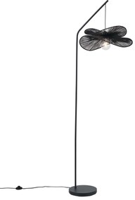 Lampada da terra Art Déco nera con paralume nero - Nest