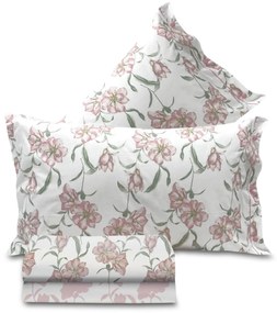 Completo letto matrimoniale fiori Mara rosa SmartDecoHome