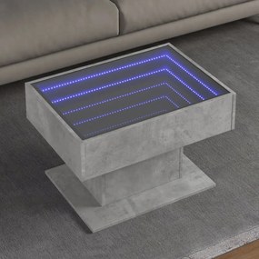 Tavolino Salotto Con Led Grigio Cemento 70x50x45 Cm Multistrato /