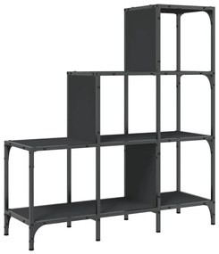 Libreria nera 92x30x102 cm in legno multistrato e metallo