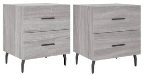 Comodini 2 pz Grigio Sonoma 40x35x47,5 cm in Legno Multistrato