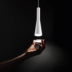 Lampadario A Sospensione Contemporaneo Cone Alluminio Bianco 5 Led Integrato 7W