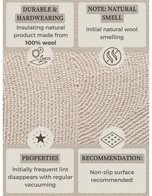 Passatoia colore naturale chiaro in lana tessuta a mano 80x300 cm Eleni Natural White – Hanse Home