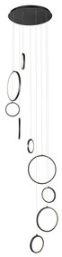 Lampada a sospensione di design nera a 9 luci con LED dimmerabile a 3 livelli - Vide Anella