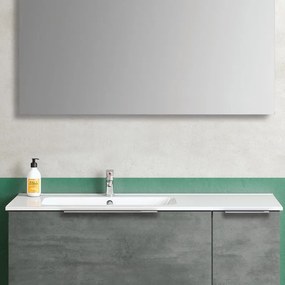 Lavabo a incasso rettangolare vasca a sinistra L 120 x H 13.5 x P 46 cm in resina bianco