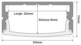 Profilo Slim per Doppia striscia LED 1m e 2m Selezionare la lunghezza Profilo 1 metro