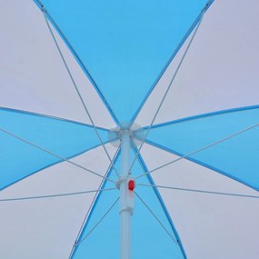 Ombrellone da Spiaggia Blu e Bianco 180 cm in Tessuto
