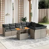 Set Divano da Giardino 10 pz con Cuscini Grigio in Polyrattan 3271011