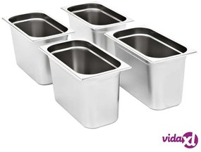 vidaXL Contenitori Gastronorm 4 pz GN 1/3 200 mm in Acciaio Inox