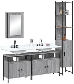 Set Mobili Da Bagno 4 Pz Grigio Sonoma İn Legno Multistrato /
