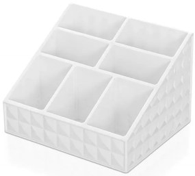Porta trucchi organizer in plastica bianca con 7 scomparti