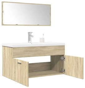 Set Mobili Da Bagno 3 Pz Rovere Sonoma İn Legno Multistrato /