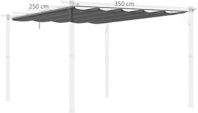 Telo di Ricambio per Pergola da Giardino 350x260 cm in Poliestere Grigio Scuro...