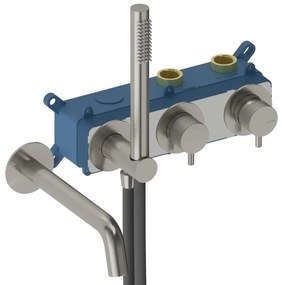 Rubinetto per vasca getto laminare cristallino Loop k per muro nichel spazzolato