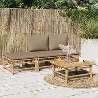 Set Salotto da Giardino 4pz con Cuscini Tortora Bamb 3155139