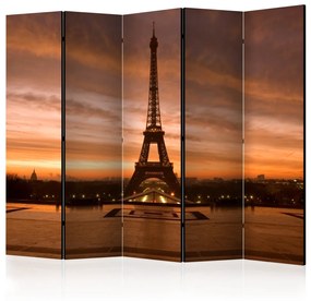 Paravento Alba sulla Torre Eiffel II (5-parti) - sorgere del sole su Parigi