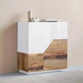 Credenza Alien Highboard 100 - Bianco Laccato/Acero Pereira 100 x 43 x 106 cm