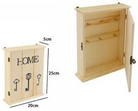Trade Shop - Cassetta Portachiavi Legno 6 Ganci Appendichiavi Muro Per Decoupage 74030a Home