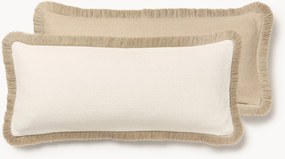 Copricuscino lungo reversibile con superficie strutturata e frange Viona