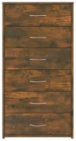 Credenza 6 cassetti rovere fumo 50x34x96cm in legno multistrato