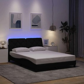 Giroletto Con Led Senza Materasso Nero 140x200 Cm İn Tessuto /