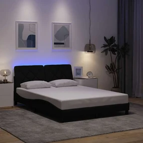 Giroletto Con Led Senza Materasso Nero 140x200 Cm İn Tessuto /