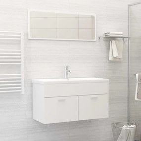 Set Mobili Da Bagno 2 Pz Bianco İn Legno Multistrato /