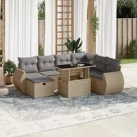 Set Divano da Giardino 8 pz con Cuscini Beige in Polyrattan 3275159