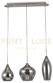Soft lampadario sospeso in vetro fume' 3 luci attacco e14