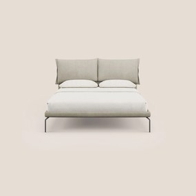 Bice letto imbottito con cuscini e piedi alti in metallo in tessuto impermeabile T02