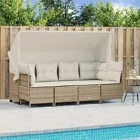 Set Divano da Giardino 5 pz con Cuscini Beige in Polyrattan 3261531