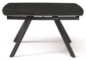 Tavolo moderno allungabile a 210 cm base metallo e piano effetto Marmo Nero TERENCE