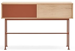Consolle rosso mattone con impiallacciatura in rovere Yoko - Teulat