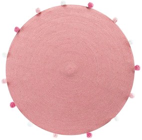 Tappeto rotondo rosa ø 90 cm Pompomparty - douceur d'intérieur