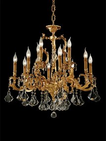 12-light chandelier in brass casting - 12.939/8+4 - Gold Light and Crystal - Arredoluce Oro anticato 24 kt