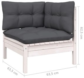 Set Divani da Giardino 12 pz con Cuscini Legno di Pino Bianco