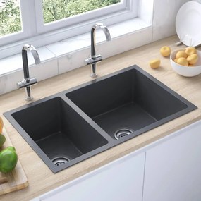 Lavello Da Cucina Nero İn Acciaio Inossidabile /