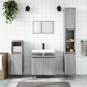 Mobile Da Bagno Grigio Sonoma 58x33x60 Cm İn Legno Multistrato /