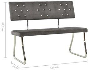 Panca 110 cm in Velluto Grigio Chiaro