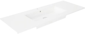 Lavabo d'appoggio rettangolare vasca centrale Hasvuk L 121 x H 14 x P 46 cm in resina bianco opaco