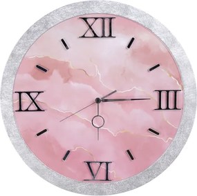 Orologio da parete D 57 cm - Moderno con Effetto Marmo Rosa