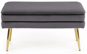 Panca trapuntata con contenitore VELVA 37x78 cm grigio/oro