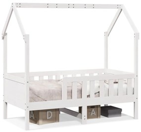 Giroletto casetta bambini bianco 70x140 cm legno massello pino