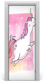 Adesivo per porta Unicorno rosa 75x205 cm