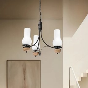 Brilagi - LED Lampadario a sospensione con catena COTTAGE 3xE14/40W/230V faggio/bianco