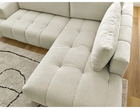 Divano angolare beige allungabile e con contenitore (penisola a destra/a L) Fuji – Bobochic Paris