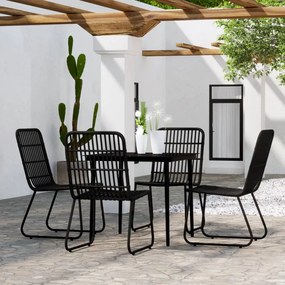 Set mobili da pranzo per giardino 5 pz nero