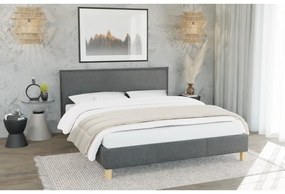 Letto matrimoniale imbottito grigio scuro con griglia 180x200 cm Tina - Ropez